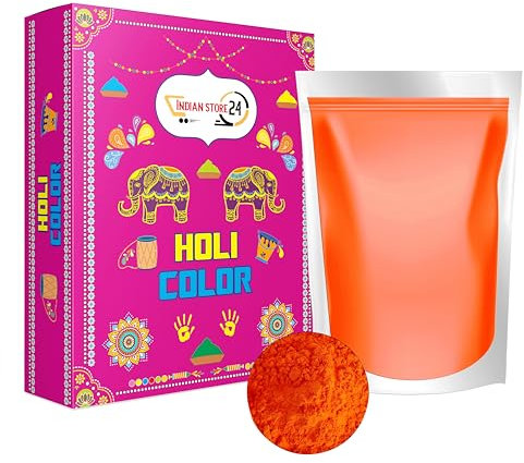 Orange 1 kg Holi Gulal Pulver wasserlöslich Natural festival baby shower Fotoshooting Rangoli Colors Regenbogen powder holy farbbeutel glitzer Farbpulver foto