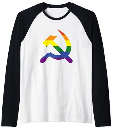 Bandiera arcobaleno comunista gay comunista LGBT martello e falce Maglia con Maniche Raglan