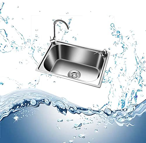 GODFSAHG Lavello sospeso a Parete, lavello in Acciaio Inossidabile, Mini Cucina a Parete, Stazione lavamani Portatile, con Supporto e Rubinetto Singolo Freddo, per Giardino, Garage, Cucina,
