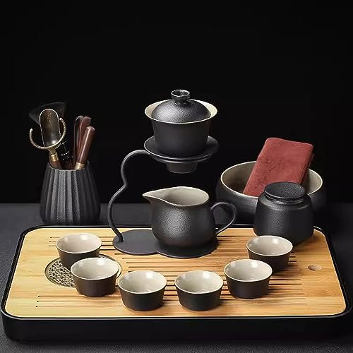 DDKYHU Set da tè, Set da tè per Adulti Set da tè Giapponese Lazy Office Kung Fu Tea Set, Set da tè in Ceramica per la Preparazione Automatica del tè (16)