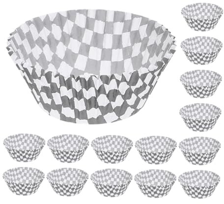 TOPBATHY 300pcs Baking Cake Cups Black White Paper Liners for Cupcakes Muffin Cups Baking Wrapper Party Supplies