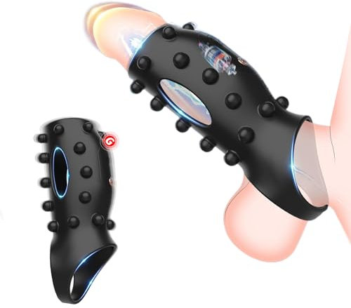 TDLPlus Penis Sleeve Vibrator für Männer mit 10 Vibrationsmodi Erhabenen Stimulationspunkten zur Stimuliert den G-Punkt Silikon Penisstütze Penisvergrößerungs spielzeug geeignet für für Paare Männer