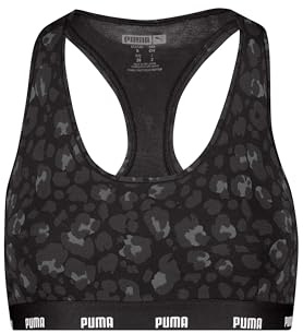 PUMA Femme Printed Racer Back Soutien-Gorge De Sport, Noir Combo, L EU