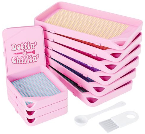 ARTDOT 10 PCS Interlocking Diamond Painting Schiffchen, Stackable Tablett als Diamond Painting Zubehör für Diamant Painting Bilder Erwachsene, Rosa