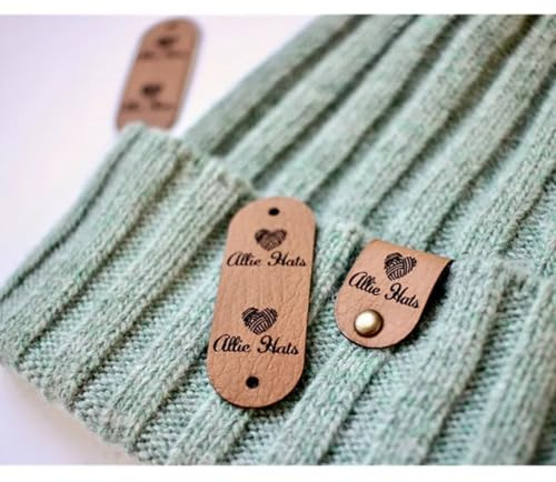 10pcs Leather Tags for Crochet Items with Snaps,Custom Labels,Personalized Handmade Engraved Leather Crochet Knitted Tags with Screw Rivets Cute Knit Labels DIY Crochet Accessories Labels