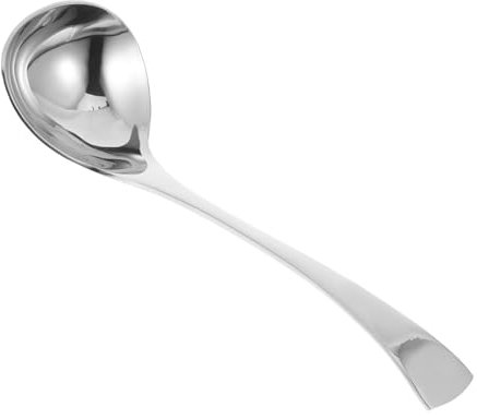 Healifty 2pcs Stainless Steel Soup Spoon for Cooking Serving Soups Gravies Sauces Comfortable Handle and Dishwasher Safe