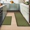 Juego de 2 alfombras de cocina, antideslizantes, absorbentes y lavables, tapete geométrico para cocina, hogar, oficina, fregadero, lavandería (B-verde, 40 x 120 cm + 40 x 60 cm)