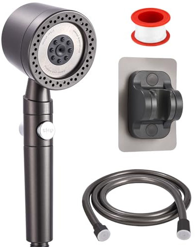 Alcachofa de Ducha con Filtro Antical 15 Pasos, 6 Modos de Rociado, Alta Presión, Manguera 1.5M con Soporte Incluido, Ideal para Familias y Mascotas