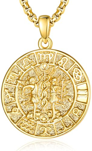 Sternzeichen Zwilling Anhänger Kette Gold Zwillinge Halskette Herren Tierkreiszeichen Anhänger Schmuck Sternzeichen Konstellation Kette Geschenke für Männer