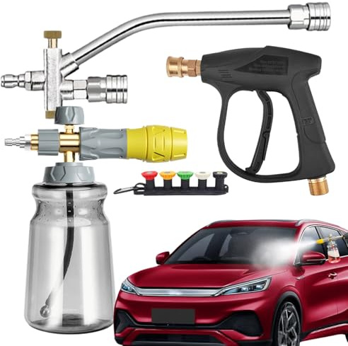 Shaersu Lanza de espuma para coche, generador de espuma a presión y limpiador de alta presión, fácil montaje, resistente a la abrasión, limpiador para fachadas de casas, techos, patios, camiones