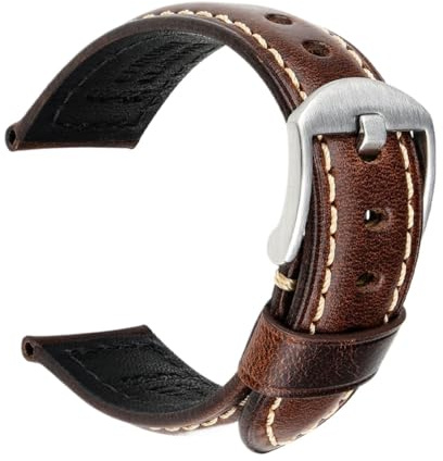 Generico Läderband för klocka - 20/22/24 mm med spänne för smartwatch, 23mm, Acetat, Ingen ädelsten