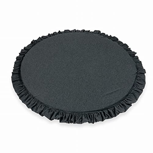 Mimii Baby Spielmatte 100 cm Rund mit Rüsche graphit - Krabbelmatte aus Schaumstoff - Bodenmatte Kinderzimmer - Spielteppich Baby - Sicher & Waschbar