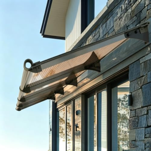 Marquise de Porte d’Entrée,Auvent de Porte Aluminium Protection Solaire et Thermique,Anti-UV,Marquise Solaire Abri Banne Protection Contre la Pluie et la Neige,pour Fenêtre (100x540cm)