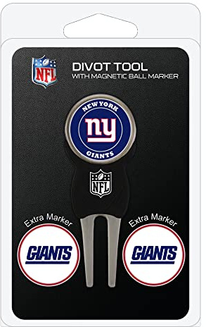 Team Golf NFL New York Giants Pitchgabel-Set mit 3 Golfball-Markern, Pitchgabel mit 3 Golfball-Markern, Markierungen sind abnehmbar, magnetisch, doppelseitig, emailliert