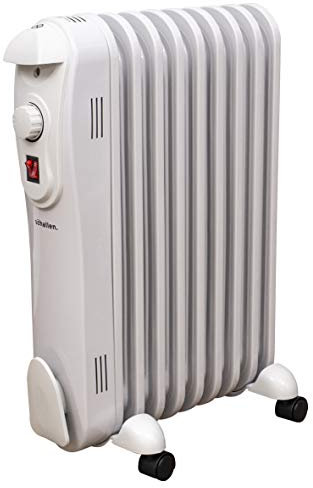 Schallen Portable Electric Slim Oil Filled Radiator Heater for Home and Office Use with Adjustable Temperature Thermostat, 3 Heat Settings & Safety Cut Off (White, 2000W | 9 Fin)