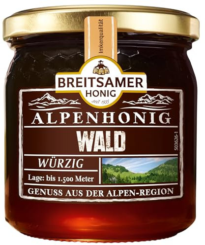 Breitsamer Alpenhonig Wald flüssig 500g Aromatisch, kräftig und vollwürziger Geschmack aus der Alpenregion (1 x 500g)