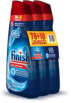 Finish Powergel Spülmittel, 650 ml, 3 Stück, Unparfümiert, Gel, Geschirrspülmittel