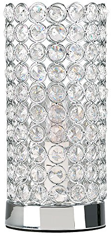 MiniSun | Modern Polished Chrome & Clear Acrylic Jewel Cylinder Touch Table Lamp | Table Lamps & Home Improvements Essential