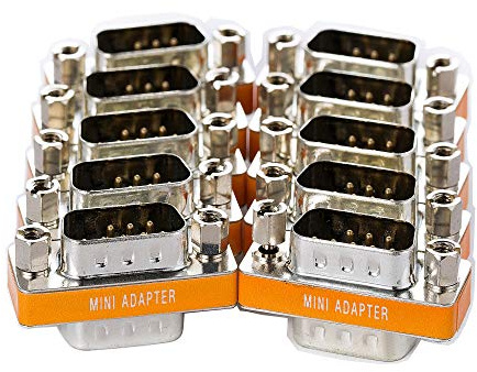 Arnorin DB9 Nullmodem-Adapter, Stecker auf Stecker, Slimline-Datenübertragung, serieller Port-Adapter, 10 Stück