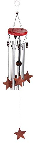 Windspiel für Draußen - Glockenspiel für Garten und Balkon - Holz Klangspiel sorgt für tollen Klang und beruhigende und entspannte Atmosphäre - auch als Vogelschreck (Design 2 - Stern)