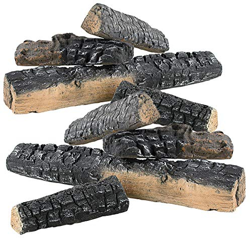 Carlo Milano Dekoholz Kamin: 8er-Set Keramik-Dekorations-Holzscheite für Bioethanol-Öfen (Deko Holz für Bioethanol Kamin, Deko-Holzscheite, Keramikholz)