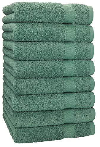 Betz 8 Stück Handtücher Set Größe 50 x 100 cm Handtuch Premium 100% Baumwolle (tannengrün)
