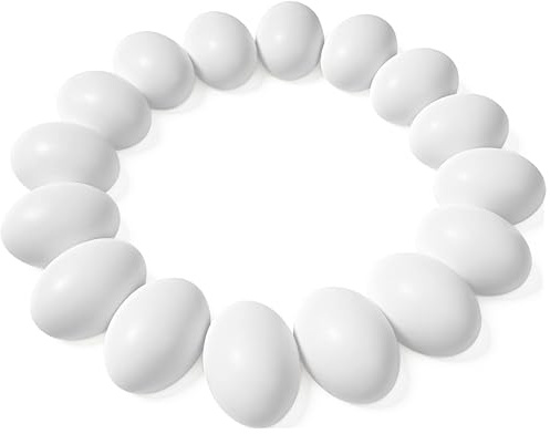 JOYIN 18 Pcs Easter Wooden Eggs for DIY Art Crafts and Easter Decorations, Unpainted Fake White Wooden Eggs