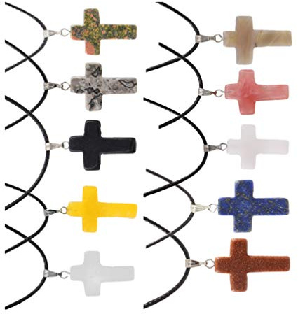 10 Pièces Pierre Croix Charmes Croix Pendentifs Pierres Précieuses Cristal Précieuses Pendentif Quartz Charmes pour Collier Boucle d'oreille Fabrication de