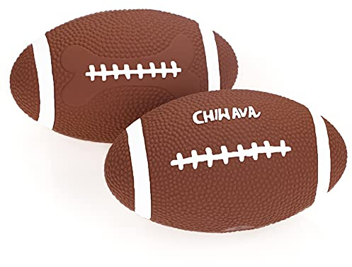 Chiwava 2 stück 6 Zoll Quietschen Latex Hundespielzeug Ball Fußball Rugbys | Holen interaktives Spielzeug für mittlere groß Hunde,Außen Innen Spielen