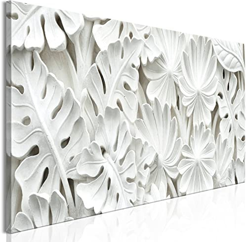 murando Acrylglasbild Blumen 135x45 cm 1 Teilig Wandbild auf Acryl Glasbilder Kunstdruck Moderne Acrylglas Platte Wanddekoration Geschenke Heimdekoration Glasbild Pflanzen Skulptur Laub weiß