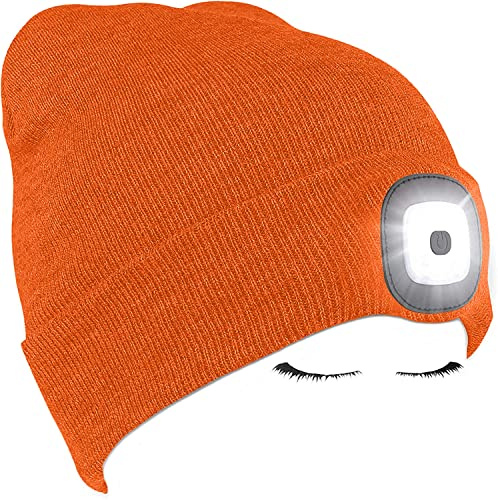 Morye LED Mütze mit Licht, Laufmütze Herren Damen Kappe Lampe USB Nachladbare 4 LED Scheinwerferkappe für Warm Cap mit LED Licht für Jogging,Camping,Angeln,Walking