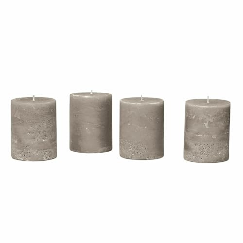 Loberon Kerze 4er Set Virrans, Taupe | Handgearbeitete Echtwachskerzen, Durchgefärbt, Lange Brenndauer, Adventskerzen, Adventskranz, Stumpenkerzen, Paraffinwachs