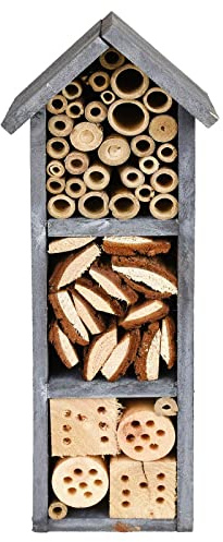 ALBERT AUSTIN Insect Hotel Wooden Insect Bug Hotel House Handcrafted Natural Wood Eco-Sustainable Weather Resistant Bees Butterflies Ladybugs Hanging Nesting Habitat Decorate Garden Gift (3 STOREY)