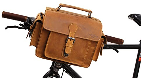 Gusti Lenkertasche Leder- Gabriel Lenkertasche inkl. Platte Gepäckträgertasche Fahrradschloss Fahrradtsache Ledertasche Vintage Braun Leder