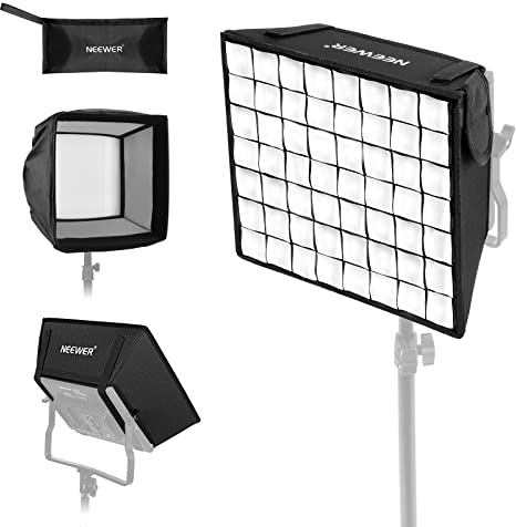 NEEWER 12.2x11.4 Foldable Softbox Diffuser with Grid and Bag for NL660/SNL660/RGB660/RGB660 Pro/RGB660 PRO II LED Video Light Panel, Studio Photo Portrait Photography YouTube Video Soft Lighting