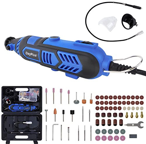 Herramienta multifunción de 135 W, 10.000 hasta 32.000 rpm, 6 velocidades de rotación con 80 accesorios, incluye maletín de transporte, multilijadora, juego de herramientas rotativas para tallar,