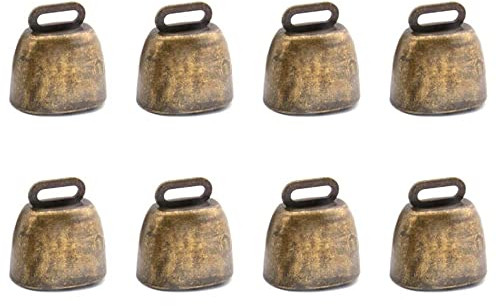 8 Stück Kuh Pferd Schaf Weide Kupferglocken, kleine Metall-Messingglocken, lautes klingeln, Kuhglocken, Geräuschmacher, hängende Glocke für Tier, Weihnachten, Hochzeitsdekoration (Bronze)