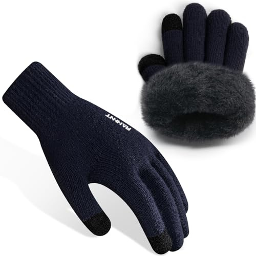Rahhint Winterhandschuhe Herren Damen Touchscreen Thermohandschuhe Warme Wollstrickhandschuhe mit Fleecefutter