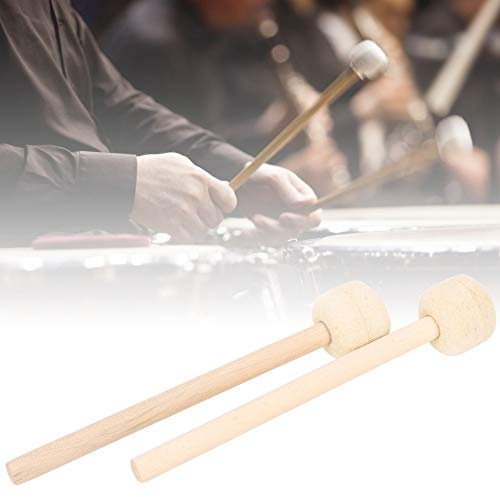 Filzschlägel Trommel Holzgriff Percussion Hammer, 2 Stück | Klare Klangbalance durch weichen Wollkopf, Griff aus Holz mit starkem Schlaggefühl