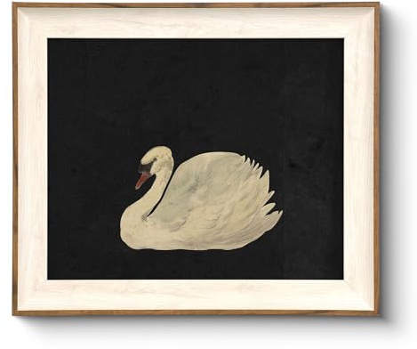 VIYYIEA Framed Wall Art for Living Room, Swan Art Canvas Prints, Vintage Home Decor, Animals Painting Picture, Bathroom Wall Decor Gifts for Friends or Family - 12L x 10W