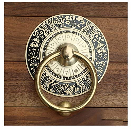 Türklopfer Tornocker Messing türgriff Vintage eengrast dekorative holztürgriffe knöpfe runde Ring klopfer ziehen (Color : 11cm Brass)