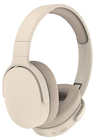 YiYunTE Headphones Wireless Bluetooth Over Ear Headphones Noise Cancelling On Ear Headphones Over Head Wired Headphones with Microphone Jack Foldable Headphone Beige Headset for Gaming Gym PC Laptop