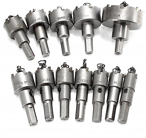12Pcs15-50mm Legierung Loch SAH Set Hartmetall Spitze TCT Metall Cutter Core Bohrer Bit Kits for Edelstahl Metall Bohren