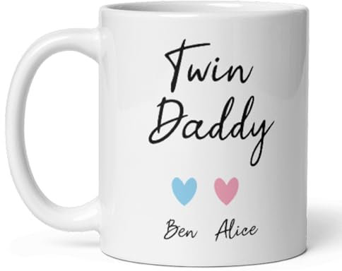 Confidently Quirky - Personalised Twin Daddy White Mug, Twin Dad Keepsake, Twin Dad Birthday gift, Twin Daddy Christmas, Fathers Day From Twins