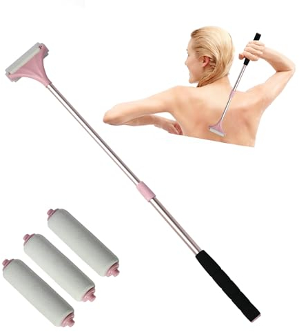 EASACE Mini Lotion Applikator Lotionsbürste Kosmetik Applikator Körperpflege Hautpflegewerkzeug mit drei Ersatzköpfen kann zurückgezogen und mit Ihnen getragen werden (pink)