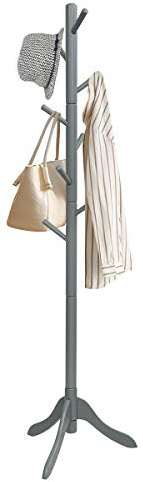 GIANTEX Porte-manteau de sol avec 8 crochets en bois de caoutchouc, porte-manteau d'entrée stable avec base à 3 pieds, 177 x 49 x 49 cm pour couloir, chambre à coucher, 3 couleurs
