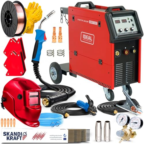 Ideal V MIG 335 4x4 PRO MMA - Soldador Inverter Profesional de 330A - Alimentador de Alambre de 4 Rodillos y Chasis Rodante - MIG/MAG, MMA, Flux - Regulación de Inductividad - Set Premium