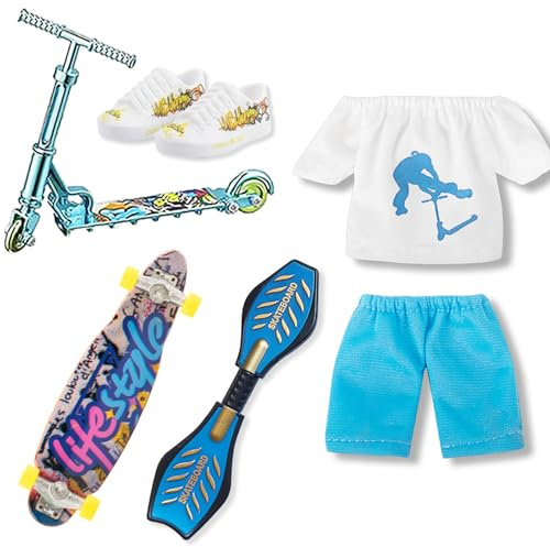 Toyhood Mini Set di Giocattoli per Dita: Skateboard, Monopattino, Punte e Mini Puntelli per Allenarsi - per Bambini, Adulti, Feste e Favori