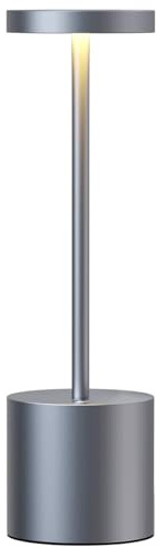 CHENRI Portable Rechargeable LED Table Lamp, LED Tischlampe Kabellos, 3 Farben Stufenlose Dimmbare LED Tischleuchte, Touch LED Nachttischlampe für Schlafzimmer, Restaurant, Outdoor Party (Silber)