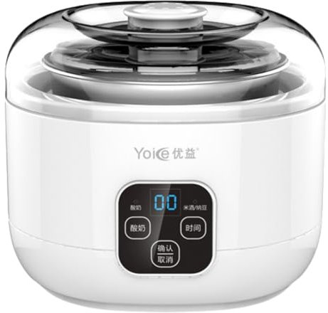 Cammeciso Yogurtera EléCtrica,MáQuina para Hacer Yogur,Yogurtera para Yogur,Maquina para Hacer Yogur Casero,Yogurtera con Control De Temperatura,Automatic Yogurt Maker con Temporizador